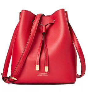 Ralph Lauren Red Leather Bucket Bag Dryden Debby Mini Leather Drawstring Purse